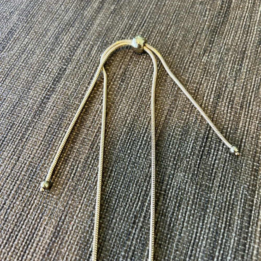 Gold and taupe crystal pendant with bolo adjustable chain - Picture 2 of 4